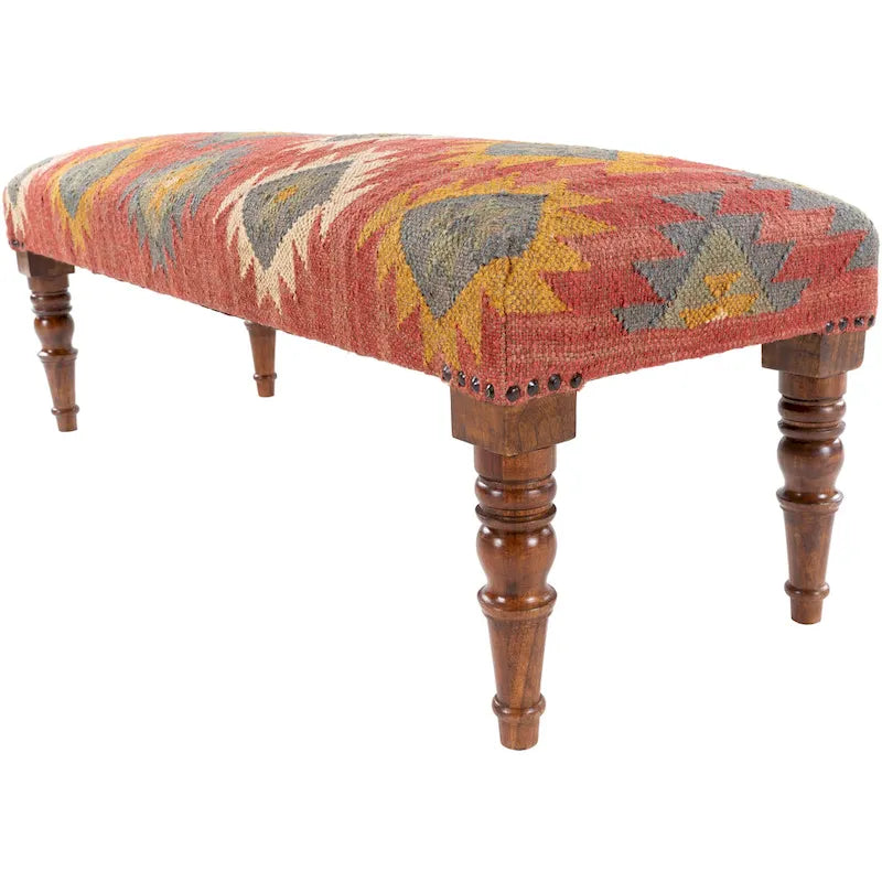 Livabliss Anupama Southwestern Upholstered Jute Bench