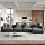 180 Leathaire Upholstered Sofa Modular Sectional Sofa with Ottoman