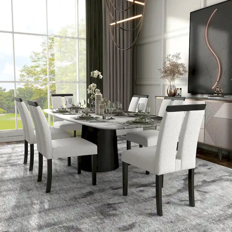 Lumina Modern White Upholstered Dining Chairs (Set of 2) by Furniture of America