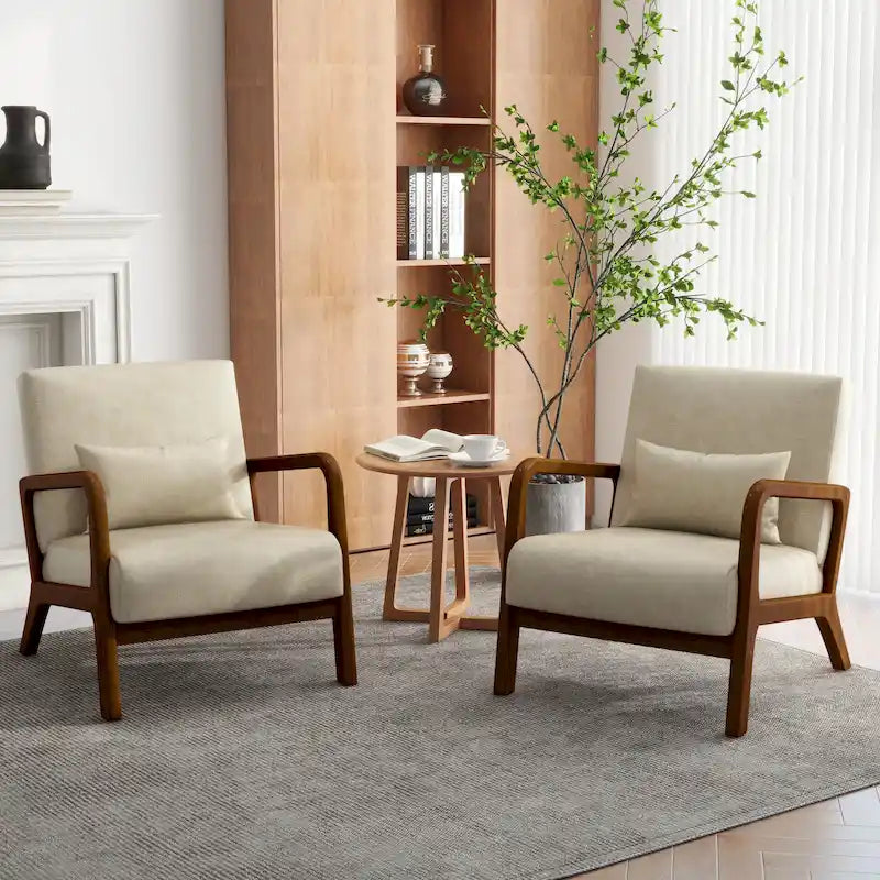 Upholstered Armchair Leisure Chair Accent Chairs Set of 2 with Pillow