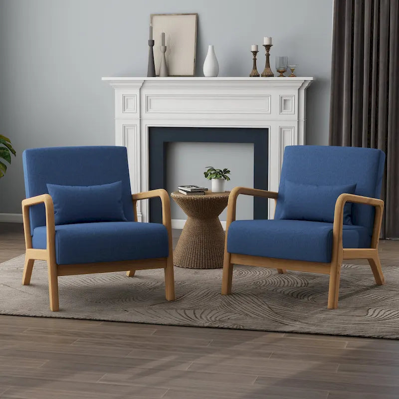 Upholstered Armchair Leisure Chair Accent Chairs Set of 2 with Pillow