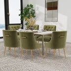 SEYNAR Modern Dining Chairs Set of 6, Velvet Accent Chair Tufted Back Armless Chair with Back Pull