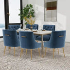 SEYNAR Modern Dining Chairs Set of 6, Velvet Accent Chair Tufted Back Armless Chair with Back Pull