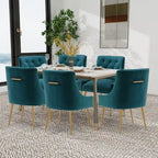 SEYNAR Modern Dining Chairs Set of 6, Velvet Accent Chair Tufted Back Armless Chair with Back Pull