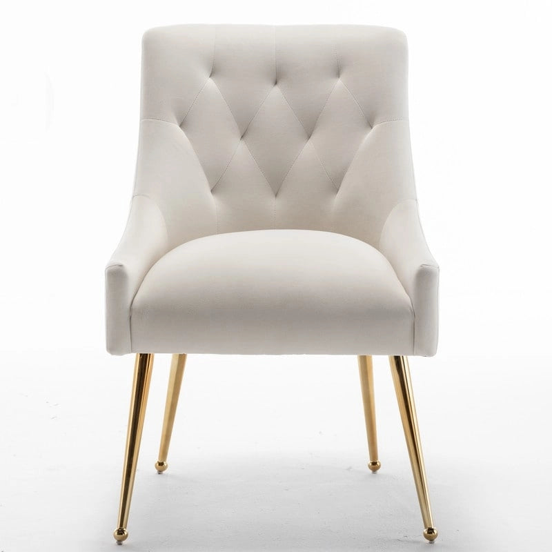 SEYNAR Modern Dining Chairs Set of 6, Velvet Accent Chair Tufted Back Armless Chair with Back Pull