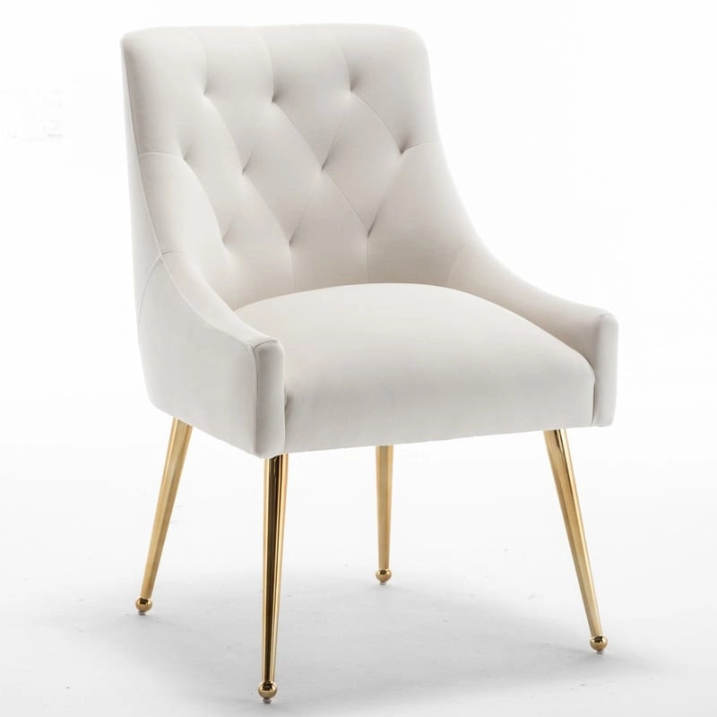 SEYNAR Modern Dining Chairs Set of 6, Velvet Accent Chair Tufted Back Armless Chair with Back Pull