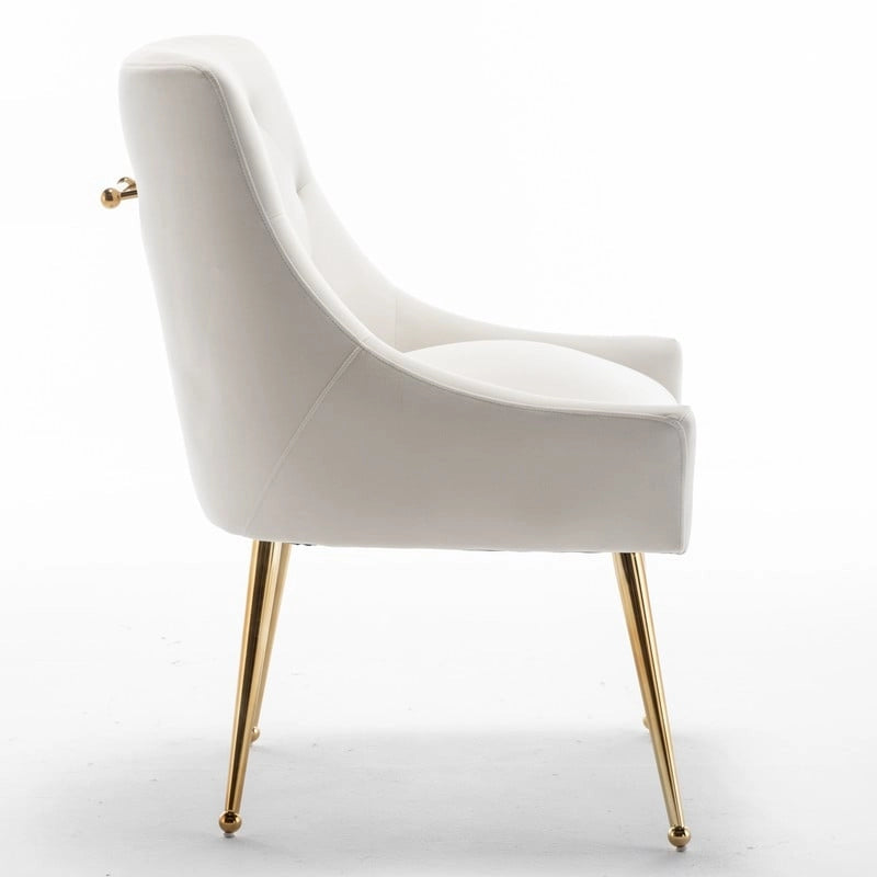 SEYNAR Modern Dining Chairs Set of 6, Velvet Accent Chair Tufted Back Armless Chair with Back Pull