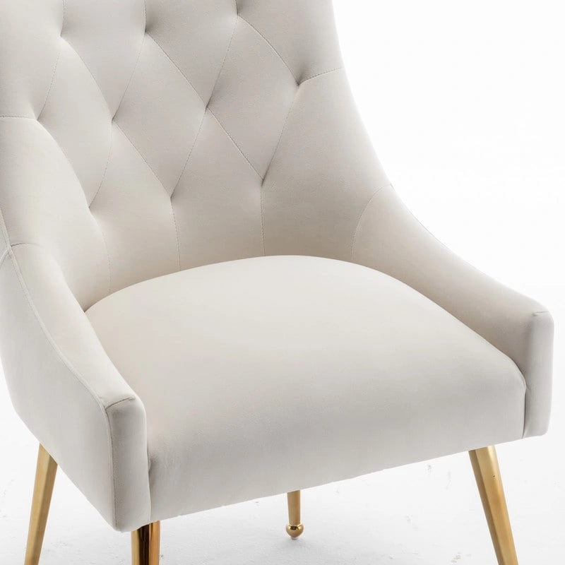 SEYNAR Modern Dining Chairs Set of 6, Velvet Accent Chair Tufted Back Armless Chair with Back Pull