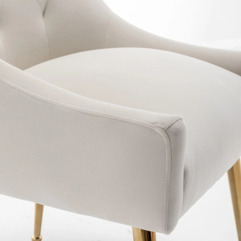 SEYNAR Modern Dining Chairs Set of 6, Velvet Accent Chair Tufted Back Armless Chair with Back Pull