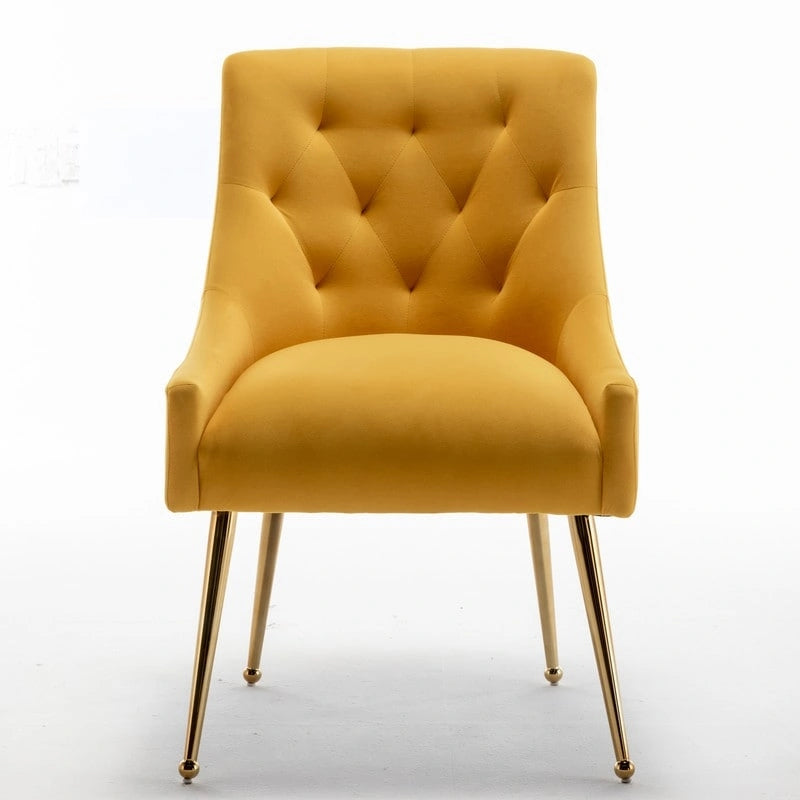 SEYNAR Modern Dining Chairs Set of 6, Velvet Accent Chair Tufted Back Armless Chair with Back Pull