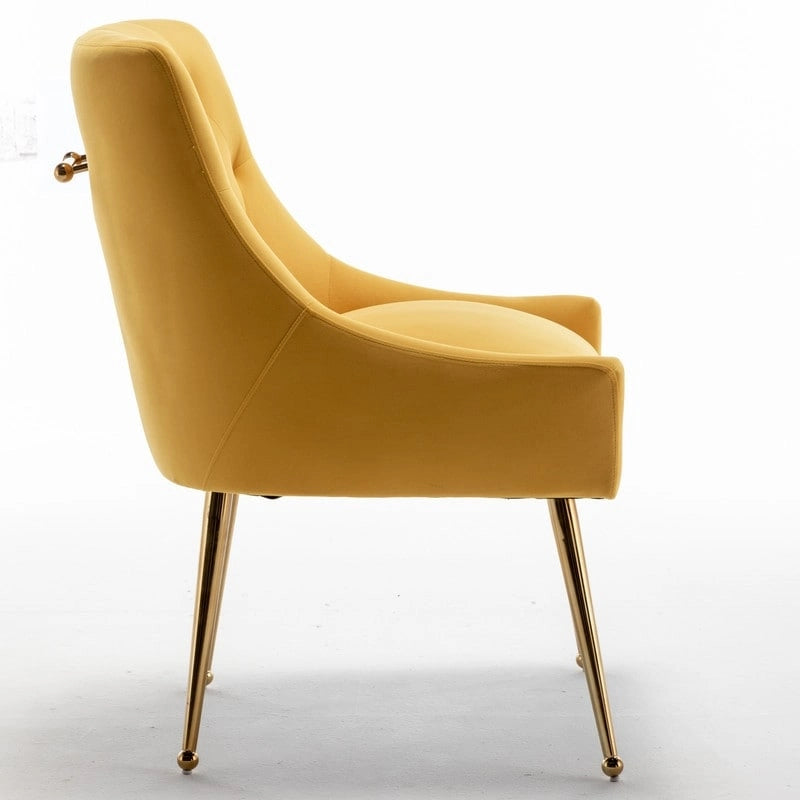 SEYNAR Modern Dining Chairs Set of 6, Velvet Accent Chair Tufted Back Armless Chair with Back Pull