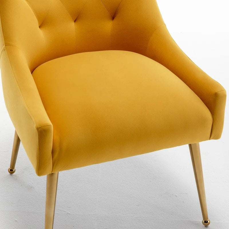 SEYNAR Modern Dining Chairs Set of 6, Velvet Accent Chair Tufted Back Armless Chair with Back Pull