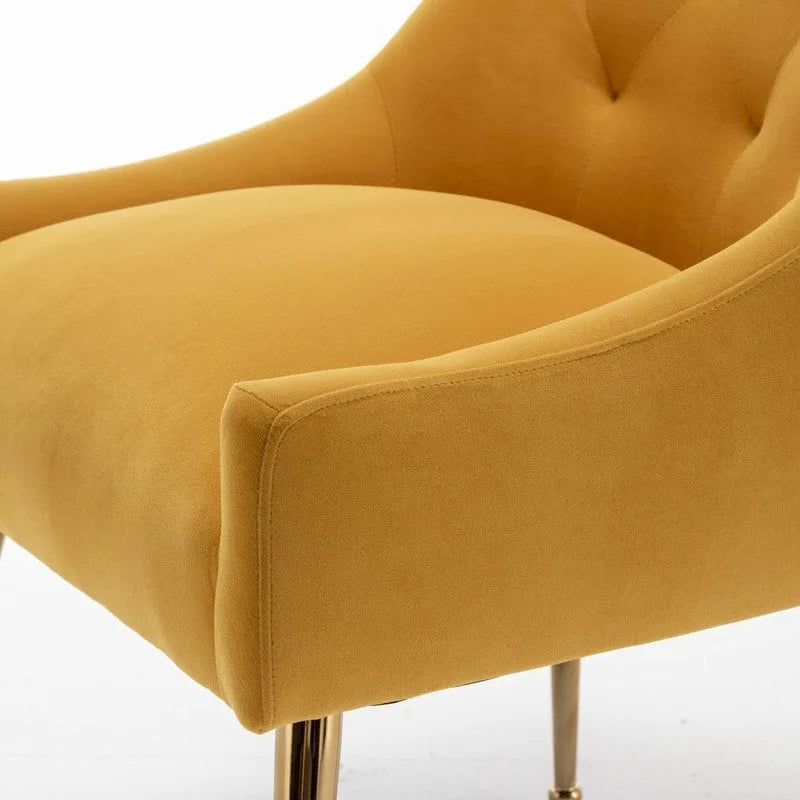 SEYNAR Modern Dining Chairs Set of 6, Velvet Accent Chair Tufted Back Armless Chair with Back Pull
