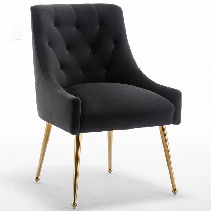 SEYNAR Modern Dining Chairs Set of 6, Velvet Accent Chair Tufted Back Armless Chair with Back Pull