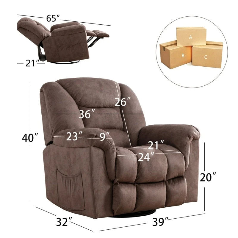 Ebello Oversize Swivel Manual Swivel Recliner