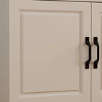 Large White Buffet Elegant Kitchen Cabinet with Glass Doors Dislplay