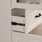 Large White Buffet Elegant Kitchen Cabinet with Glass Doors Dislplay