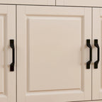 Large White Buffet Elegant Kitchen Cabinet with Glass Doors Dislplay