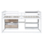 Twin Size Low Loft Bed with Rolling Desk and Storage Drawers