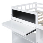 Twin Size Low Loft Bed with Rolling Desk and Storage Drawers