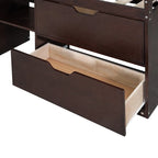Twin Size Low Loft Bed with Rolling Desk and Storage Drawers