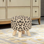 Adeco Modern Round Ottoman Home Footrest Stool/ Linen Fabric Seat Pouf