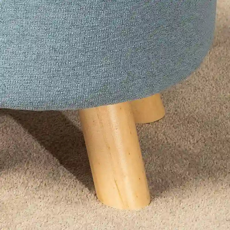 Adeco Modern Round Ottoman Home Footrest Stool/ Linen Fabric Seat Pouf