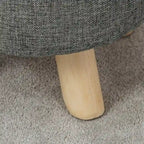Adeco Modern Round Ottoman Home Footrest Stool/ Linen Fabric Seat Pouf