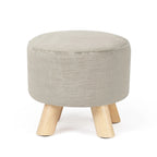 Adeco Modern Round Ottoman Home Footrest Stool/ Linen Fabric Seat Pouf