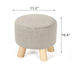 Adeco Modern Round Ottoman Home Footrest Stool/ Linen Fabric Seat Pouf