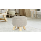 Adeco Modern Round Ottoman Home Footrest Stool/ Linen Fabric Seat Pouf