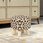 Adeco Modern Round Ottoman Home Footrest Stool/ Linen Fabric Seat Pouf