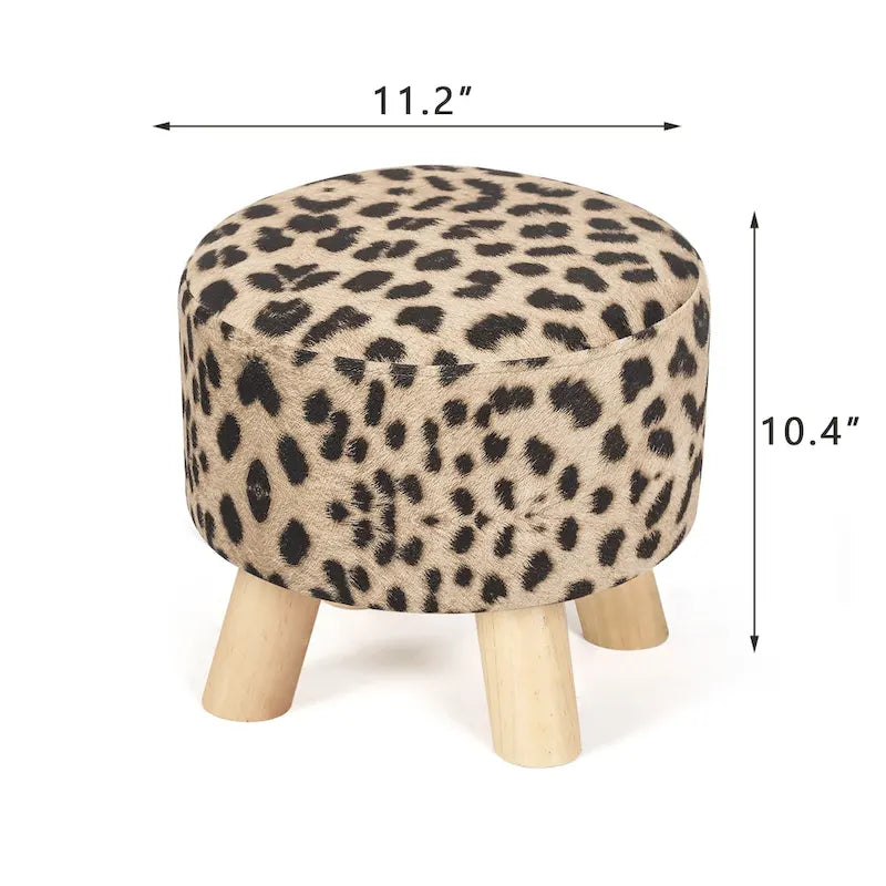 Adeco Modern Round Ottoman Home Footrest Stool/ Linen Fabric Seat Pouf