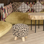 Adeco Modern Round Ottoman Home Footrest Stool/ Linen Fabric Seat Pouf