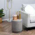 HOMCOM Lightweight Accent Table with Concrete Finish, Round Side Table with 4 Adjustable Feet for Indoor, Outdoor