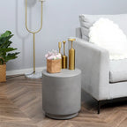 HOMCOM Lightweight Accent Table with Concrete Finish, Round Side Table with 4 Adjustable Feet for Indoor, Outdoor