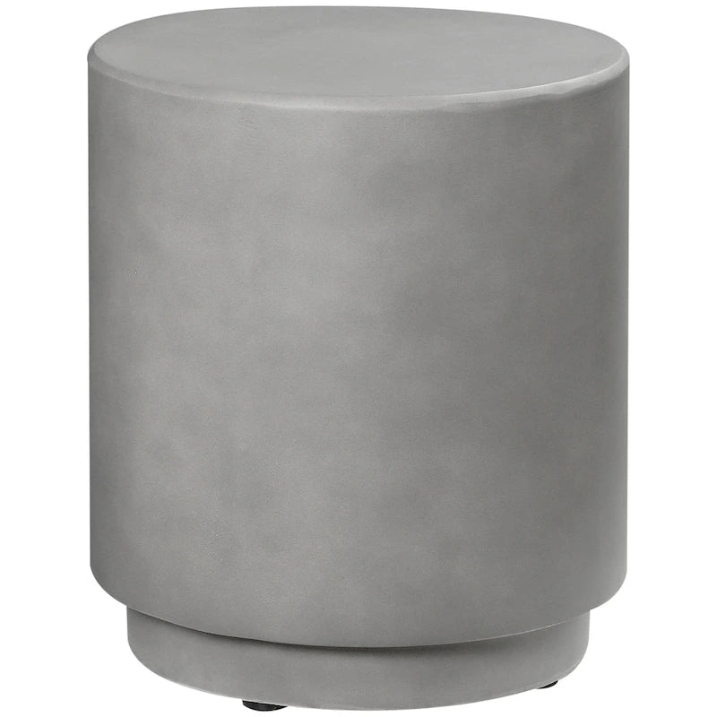 HOMCOM Lightweight Accent Table with Concrete Finish, Round Side Table with 4 Adjustable Feet for Indoor, Outdoor