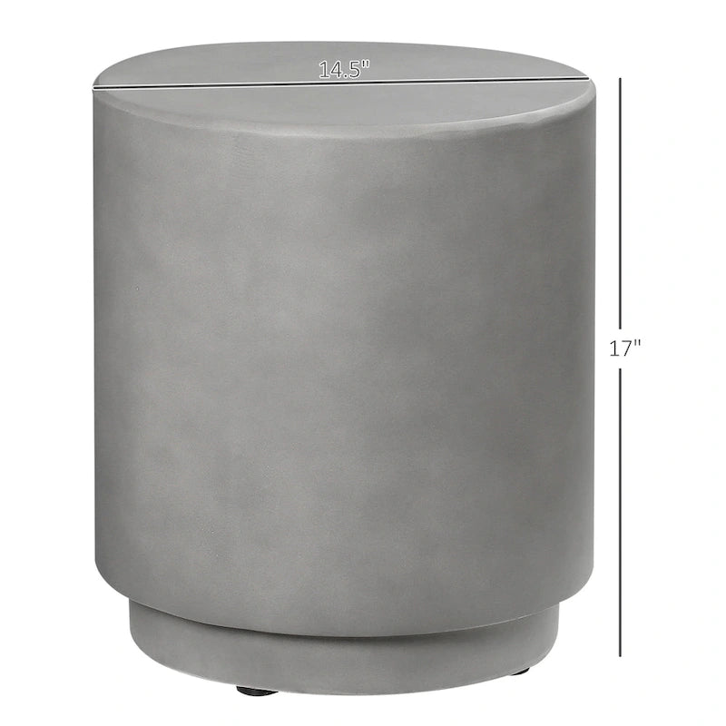 HOMCOM Lightweight Accent Table with Concrete Finish, Round Side Table with 4 Adjustable Feet for Indoor, Outdoor