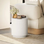 HOMCOM Lightweight Accent Table with Concrete Finish, Round Side Table with 4 Adjustable Feet for Indoor, Outdoor