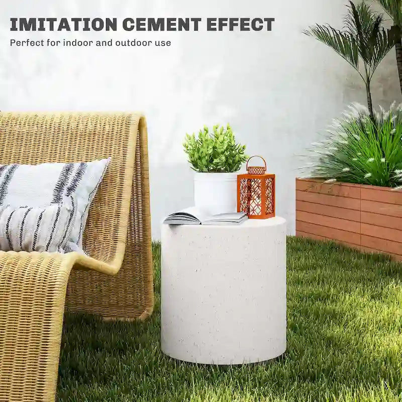 HOMCOM Lightweight Accent Table with Concrete Finish, Round Side Table with 4 Adjustable Feet for Indoor, Outdoor
