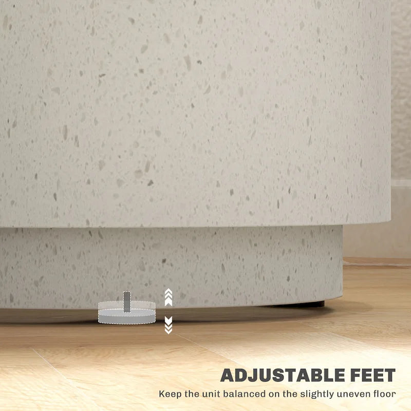 HOMCOM Lightweight Accent Table with Concrete Finish, Round Side Table with 4 Adjustable Feet for Indoor, Outdoor