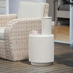 HOMCOM Lightweight Accent Table with Concrete Finish, Round Side Table with 4 Adjustable Feet for Indoor, Outdoor