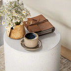 HOMCOM Lightweight Accent Table with Concrete Finish, Round Side Table with 4 Adjustable Feet for Indoor, Outdoor