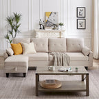 Modern Sectional Sofa Couch L Shaped With Chaise Storage Ottoman and Side Bags For Living Room