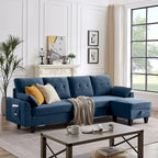Modern Sectional Sofa Couch L Shaped With Chaise Storage Ottoman and Side Bags For Living Room