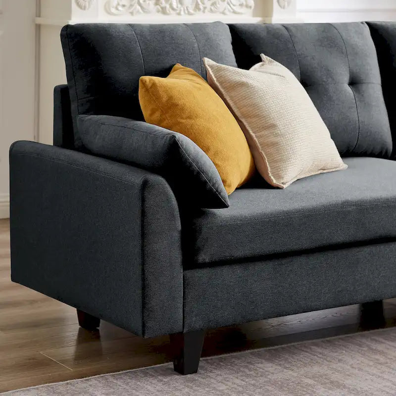 Modern Sectional Sofa Couch L Shaped With Chaise Storage Ottoman and Side Bags For Living Room