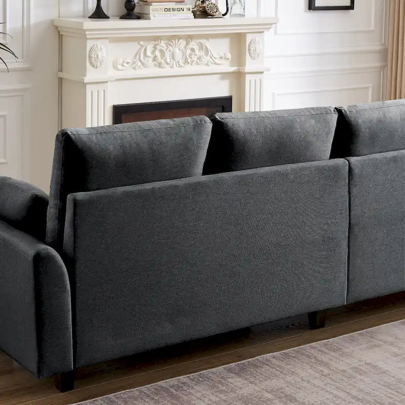 Modern Sectional Sofa Couch L Shaped With Chaise Storage Ottoman and Side Bags For Living Room