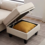 Modern Sectional Sofa Couch L Shaped With Chaise Storage Ottoman and Side Bags For Living Room