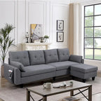 Modern Sectional Sofa Couch L Shaped With Chaise Storage Ottoman and Side Bags For Living Room