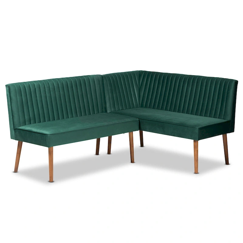 Alvis Mid-Century Velvet Dining Nook Banquette Set(2PC)